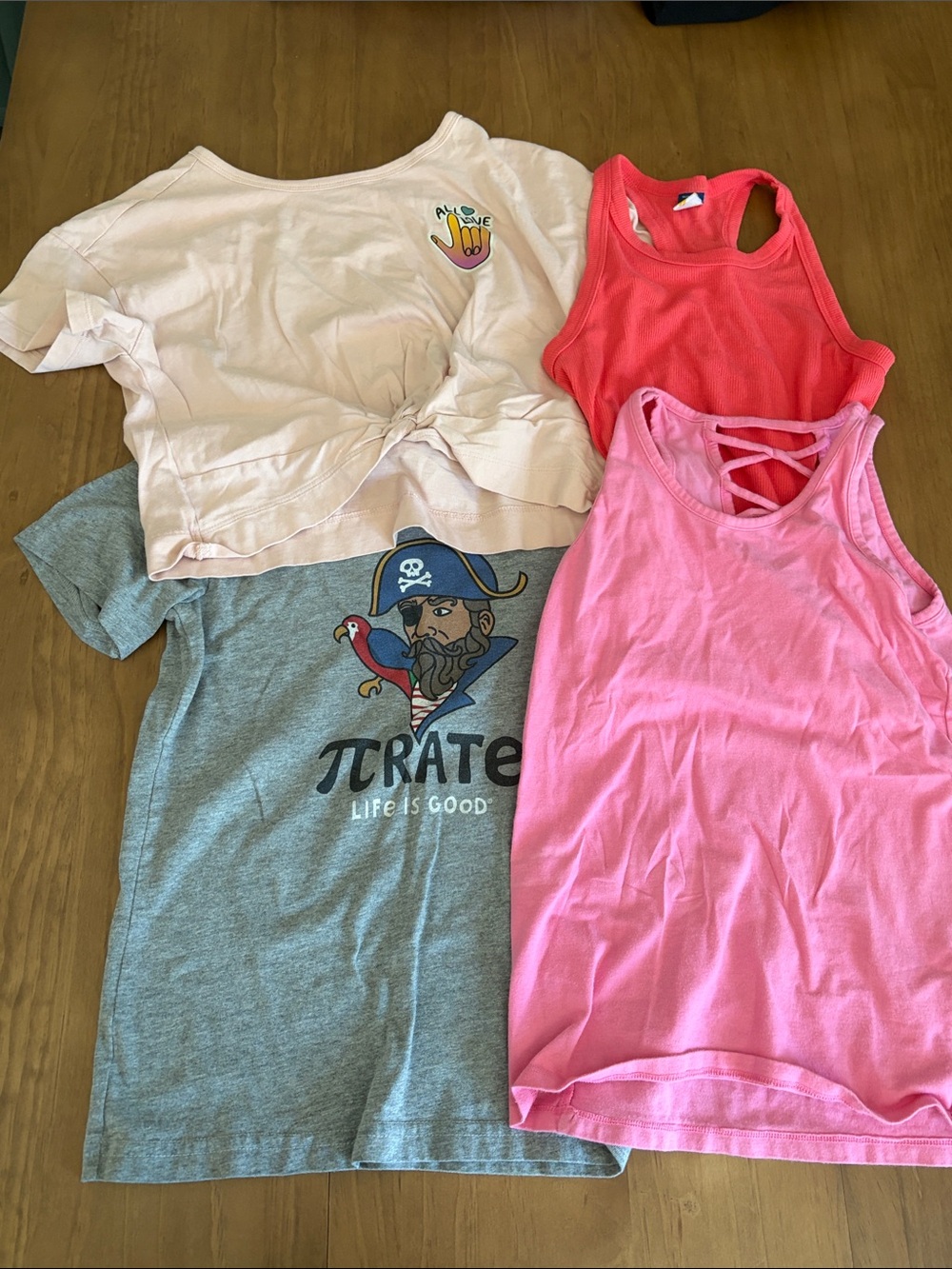 Lot of 4 Assorted Girls Large Shirts.